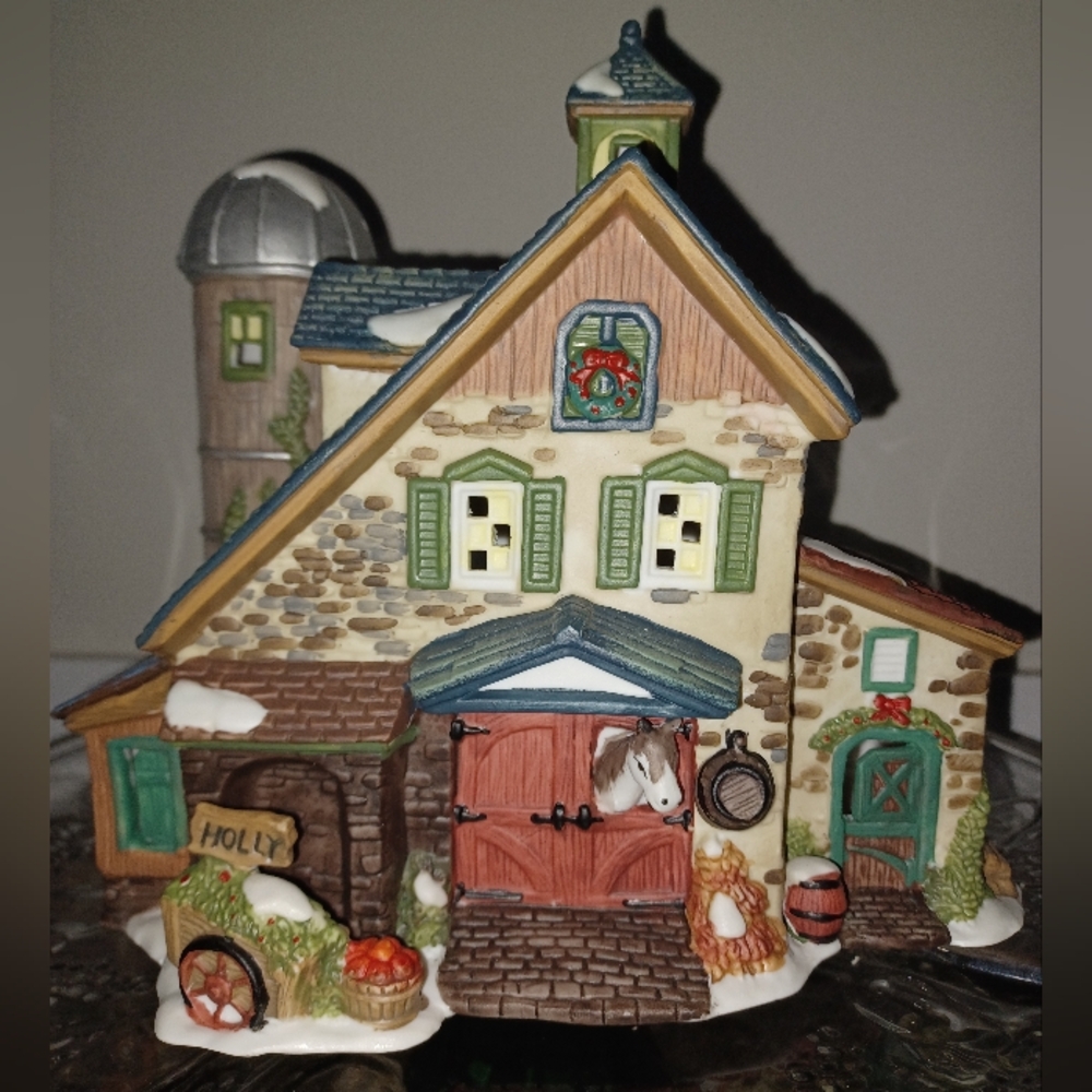 Holiday Time Horse Barn Village Collectible Vintage Porcelain Hand Painted